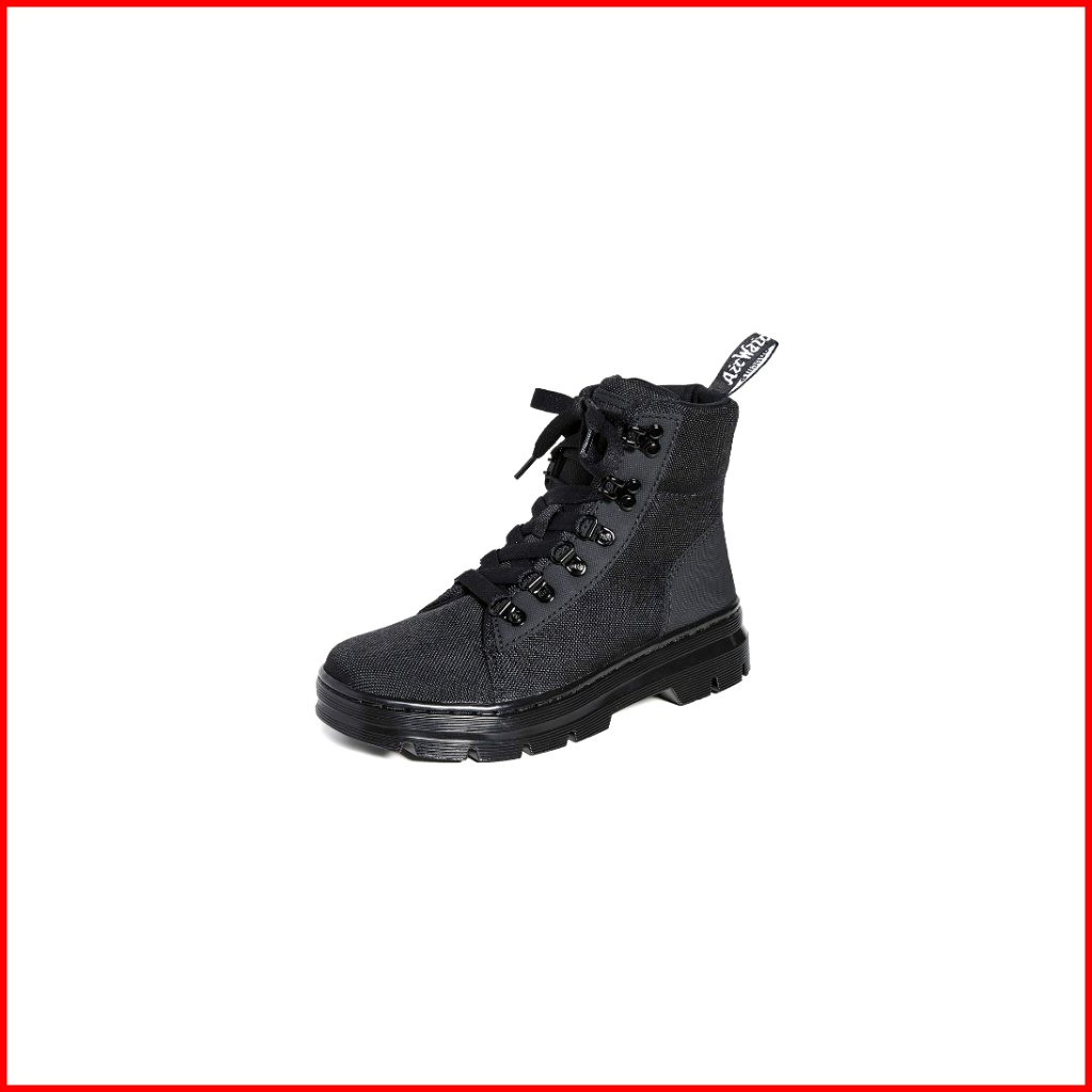 Combat Boots With Block Heel, Nylon Lining, Lace-Up Closure